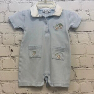 Kissy Kissy Boys Collared Monkey Embroidered Jumpsuit Romper 3-6Months